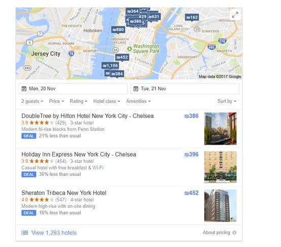 חיפוש בתי מלון בניו יורק