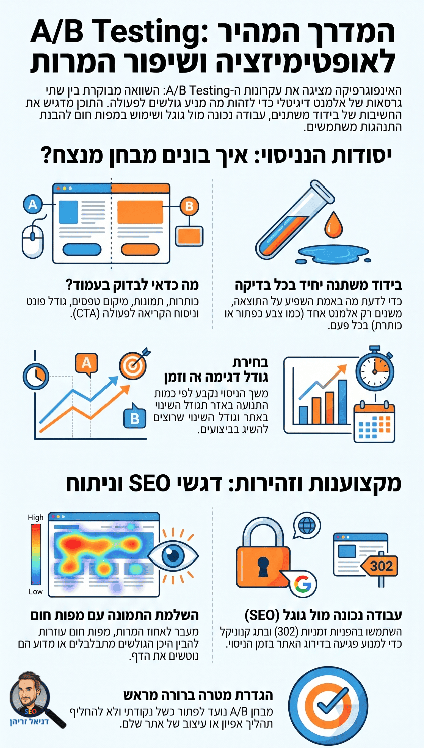 A/B Testing - אינפוגרפיקה מאת דניאל זריהן A/B Testing - אינפוגרפיקה מאת דניאל זריהן