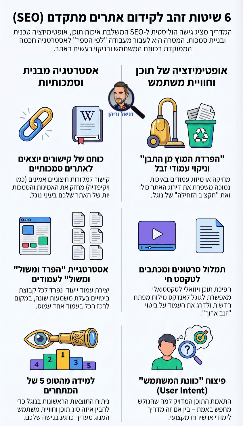 שיטות מתקדמות לקידום אתרים - אינפוגרפיקה מאת דניאל זריהן שיטות מתקדמות לקידום אתרים - אינפוגרפיקה מאת דניאל זריהן
