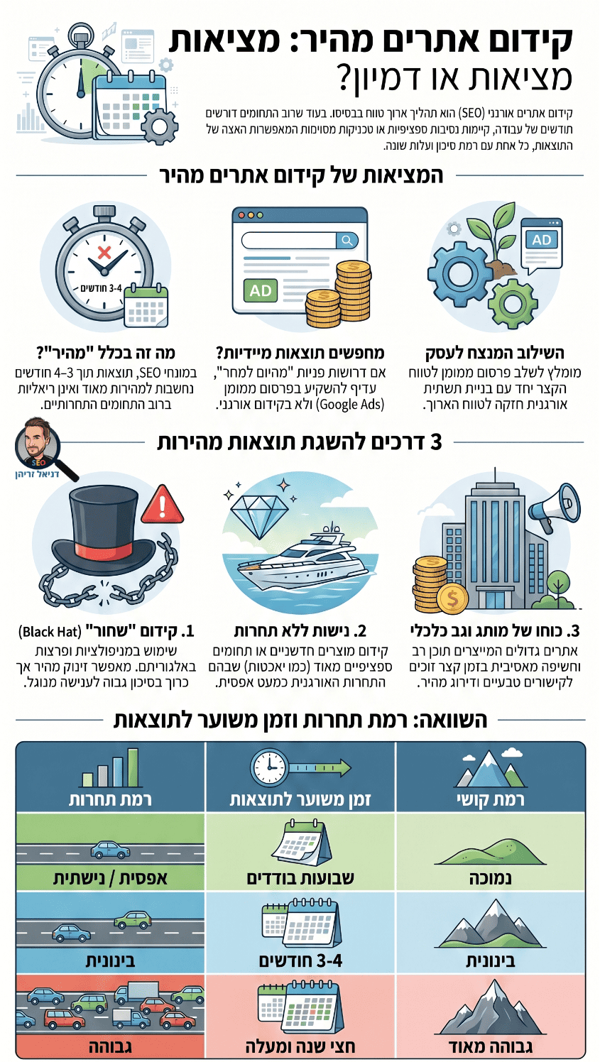 קידום אתרים מהיר: באילו מקרים זה אפשרי? אינפוגרפיקה מאת דניאל זריהן קידום אתרים מהיר: באילו מקרים זה אפשרי? אינפוגרפיקה מאת דניאל זריהן