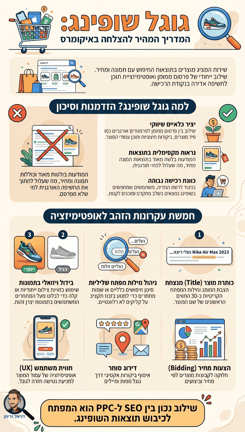 גוגל שופינג (Google Shopping) - אינפוגרפיקה מאת דניאל זריהן גוגל שופינג (Google Shopping) - אינפוגרפיקה מאת דניאל זריהן