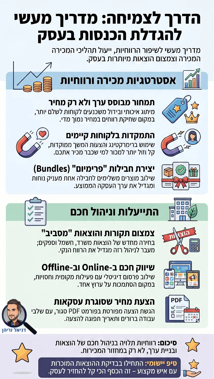 איך להגדיל את ההכנסות בעסק? אינפוגרפיקה מאת דניאל זריהן איך להגדיל את ההכנסות בעסק? אינפוגרפיקה מאת דניאל זריהן