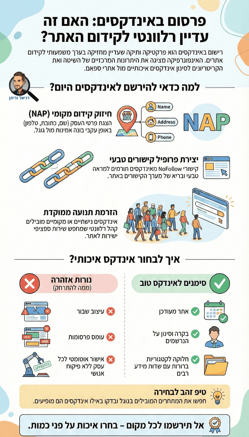 פרסום באינדקסים בחינם ובתשלום - האם זה עדיין רלוונטי? אינפוגרפיקה מאת דניאל זריהן פרסום באינדקסים בחינם ובתשלום - האם זה עדיין רלוונטי? אינפוגרפיקה מאת דניאל זריהן