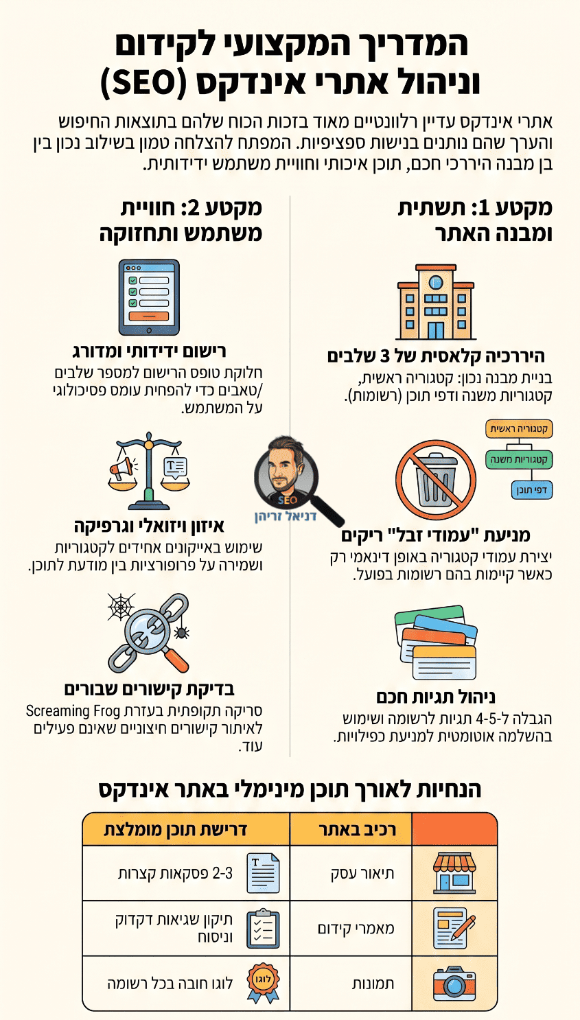 קידום אתרי אינדקס (Index SEO) - אינפוגרפיקה מאת דניאל זריהן קידום אתרי אינדקס (Index SEO) - אינפוגרפיקה מאת דניאל זריהן