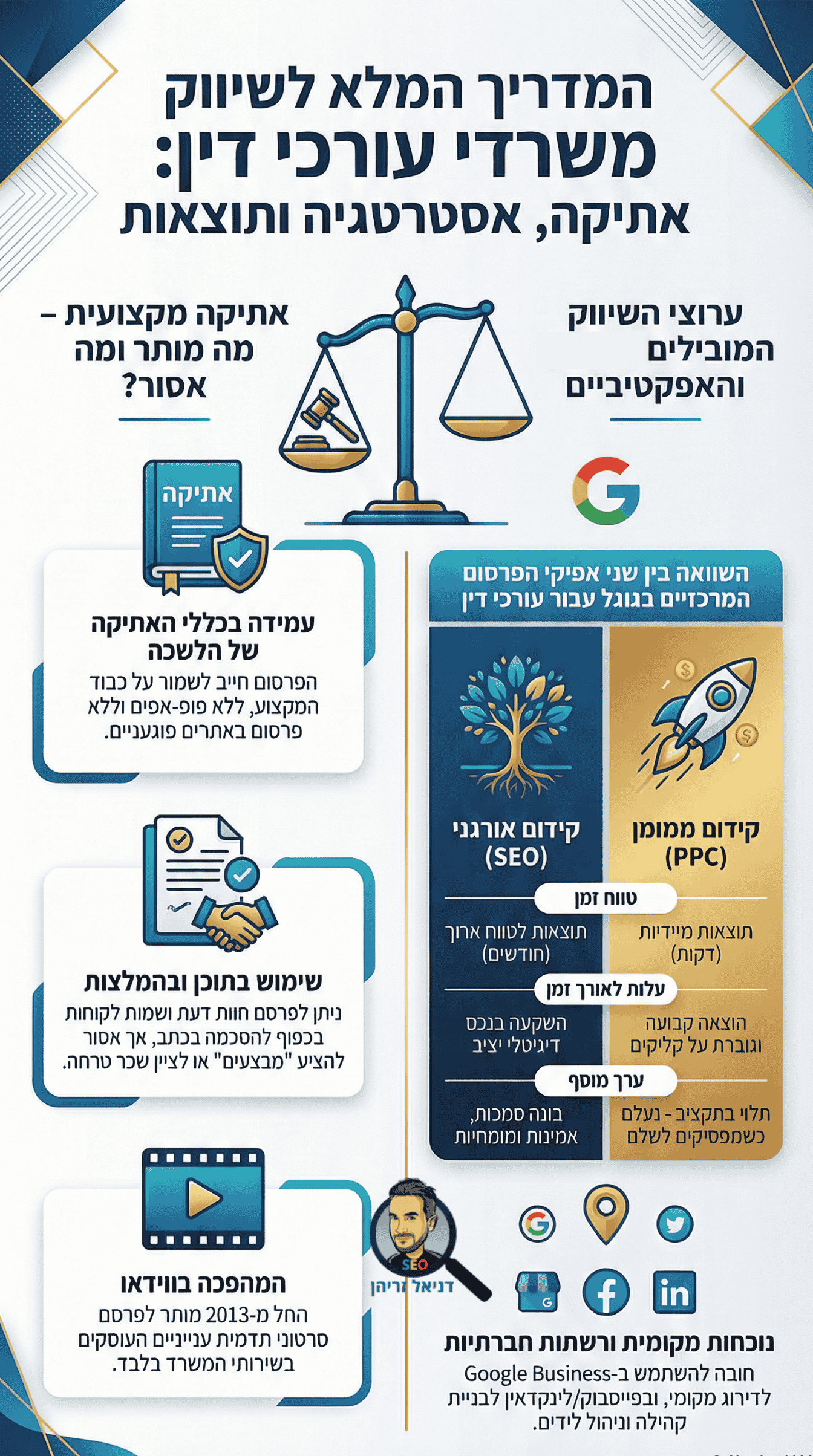 שיווק דיגיטלי לעורכי דין - אינפוגרפיקה ומדריך מאת דניאל זריהן