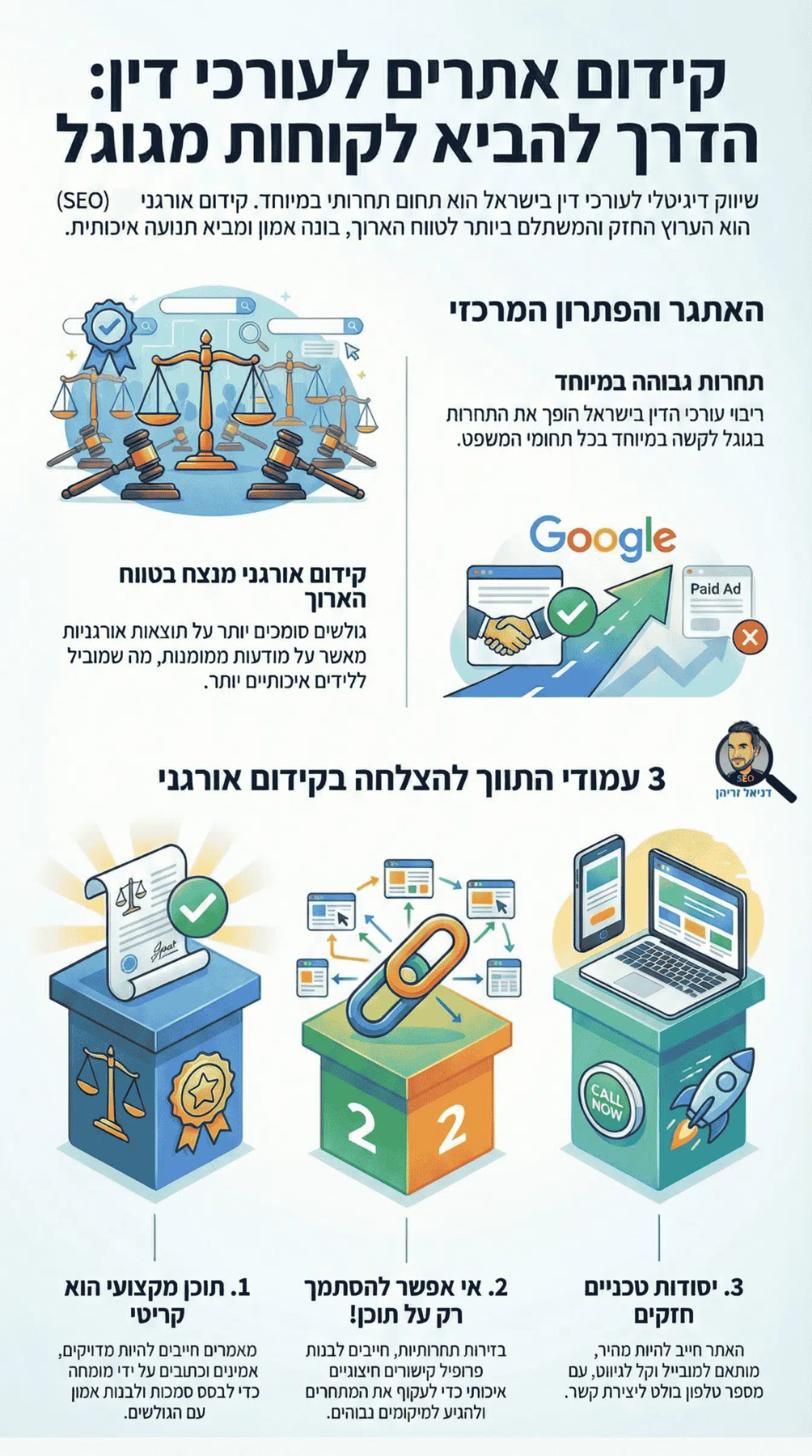 קידום אתרים לעורכי דין (SEO) - אינפוגרפיקה מאת דניאל זריהן קידום אתרים לעורכי דין (SEO) - אינפוגרפיקה מאת דניאל זריהן
