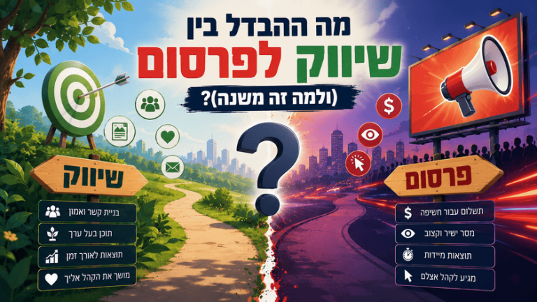 מה ההבדל בין שיווק לפרסום (ולמה זה משנה)? מדריך מאת דניאל זריהן