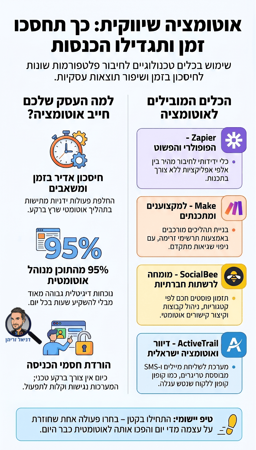 אוטומציה עסקית - אינפוגרפיקה מאת דניאל זריהן אוטומציה עסקית - אינפוגרפיקה מאת דניאל זריהן