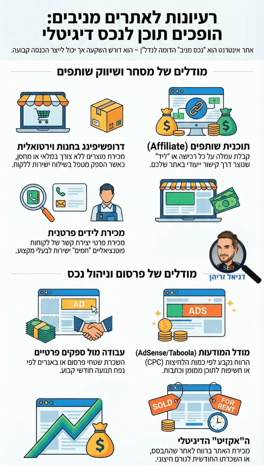 רעיונות לאתרים שעושים כסף - אינפוגרפיקה מאת דניאל זריהן רעיונות לאתרים שעושים כסף - אינפוגרפיקה מאת דניאל זריהן