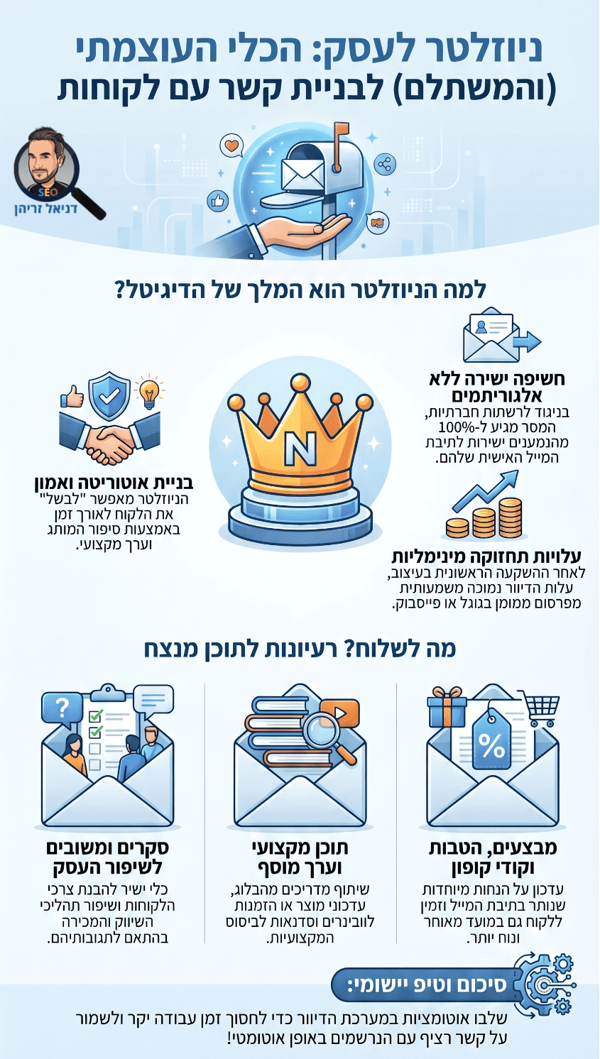 סוגי ניוזלטרים שכדאי להכיר ולהשתמש בהם - אינפוגרפיקה מאת דניאל זריהן סוגי ניוזלטרים שכדאי להכיר ולהשתמש בהם - אינפוגרפיקה מאת דניאל זריהן