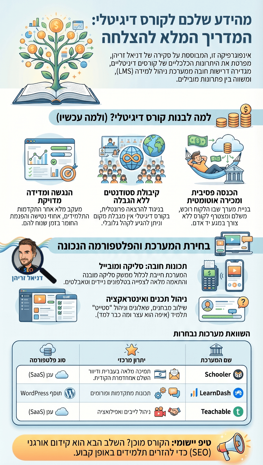 מערכות ופלטפורמות להקמת קורסים דיגיטליים - אינפוגרפיקה מאת דניאל זריהן מערכות ופלטפורמות להקמת קורסים דיגיטליים - אינפוגרפיקה מאת דניאל זריהן