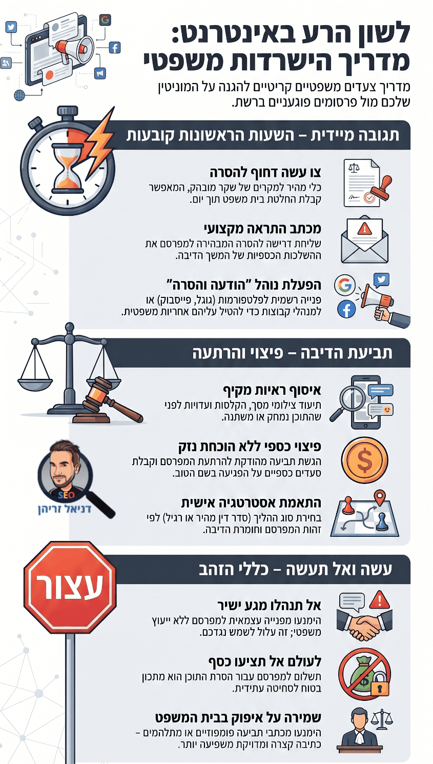 לשון הרע באינטרנט והתמודדות - אינפוגרפיקה מאת דניאל זריהן לשון הרע באינטרנט והתמודדות - אינפוגרפיקה מאת דניאל זריהן