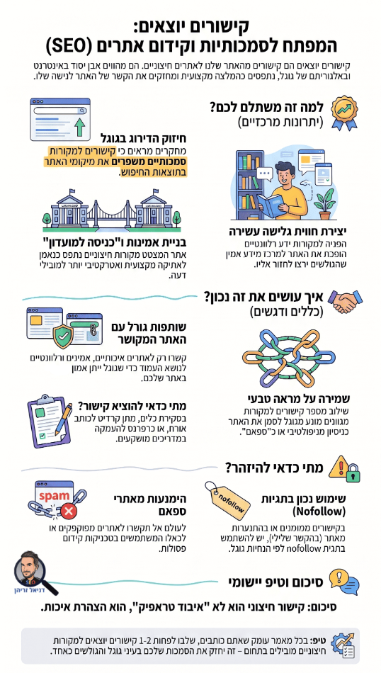 קישורים יוצאים ותרומתם לקידום האתר - אינפוגרפיקה מאת דניאל זריהן קישורים יוצאים ותרומתם לקידום האתר - אינפוגרפיקה מאת דניאל זריהן