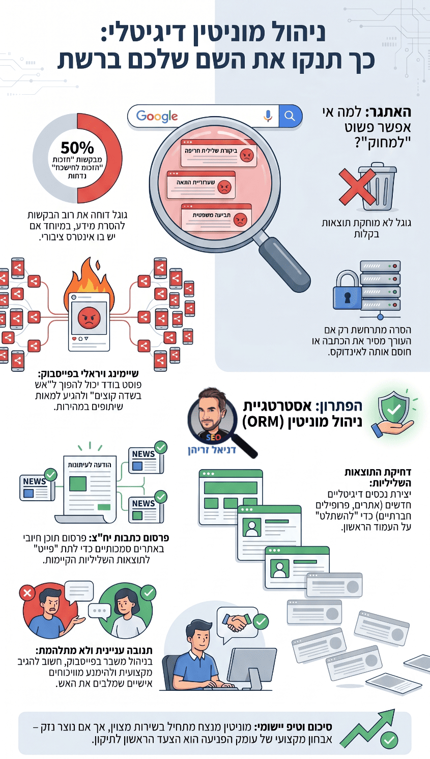 הסרת פרסום שלילי: איך להתמודד עם פרסום שלילי בגוגל ובפייסבוק? אינפוגרפיקה מאת דניאל זריהן הסרת פרסום שלילי: איך להתמודד עם פרסום שלילי בגוגל ובפייסבוק? אינפוגרפיקה מאת דניאל זריהן