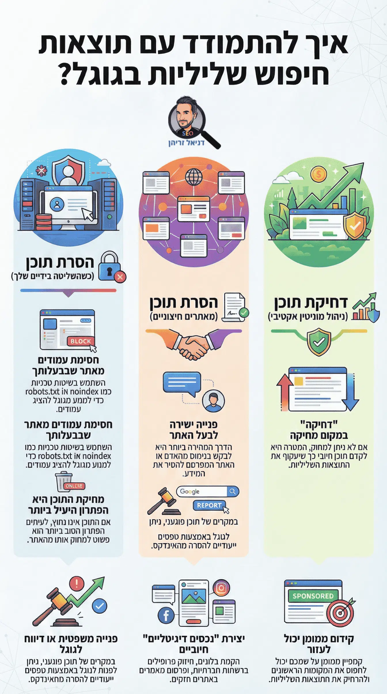 איך למחוק תוצאות שליליות בגוגל? אינפוגרפיקה מאת דניאל זריהן איך למחוק תוצאות שליליות בגוגל? אינפוגרפיקה מאת דניאל זריהן
