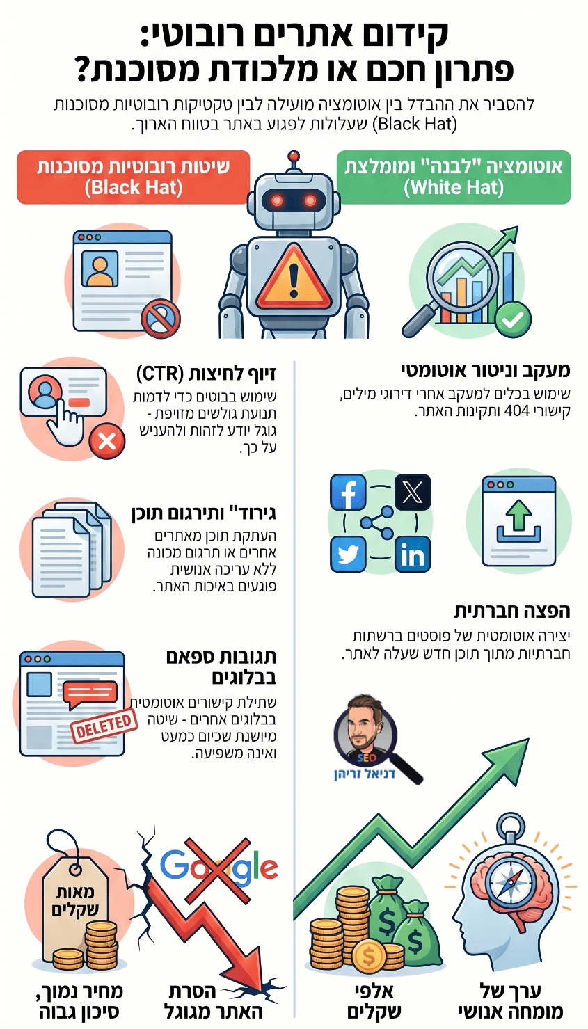קידום אתרים רובוטי (Robotic SEO) - אינפוגרפיקה מאת דניאל זריהן קידום אתרים רובוטי (Robotic SEO) - אינפוגרפיקה מאת דניאל זריהן