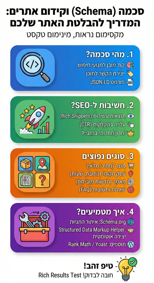 סכמה / מידע מובנה (Structured Data) וקידום אתרים - אינפוגרפיקה מאת דניאל זריהן סכמה / מידע מובנה (Structured Data) וקידום אתרים - אינפוגרפיקה מאת דניאל זריהן
