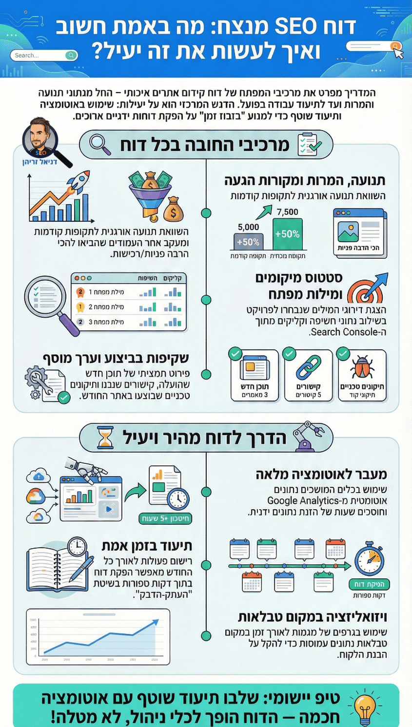 דוחות קידום אתרים - מה הם צריכים לכלול ואיך לשפר אותם? אינפוגרפיקה מאת דניאל זריהן דוחות קידום אתרים - מה הם צריכים לכלול ואיך לשפר אותם? אינפוגרפיקה מאת דניאל זריהן