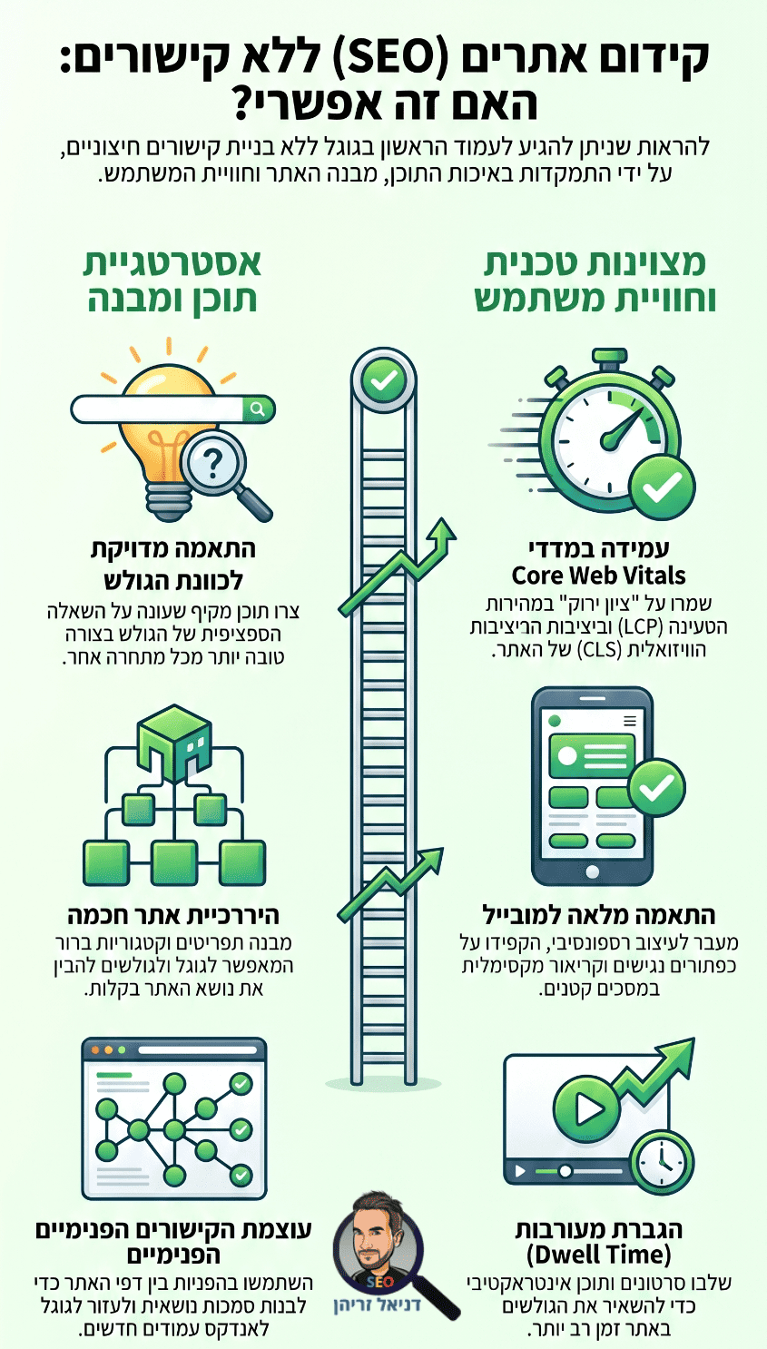קידום אתרים ללא קישורים - אינפוגרפיקה מאת דניאל זריהן קידום אתרים ללא קישורים - אינפוגרפיקה מאת דניאל זריהן