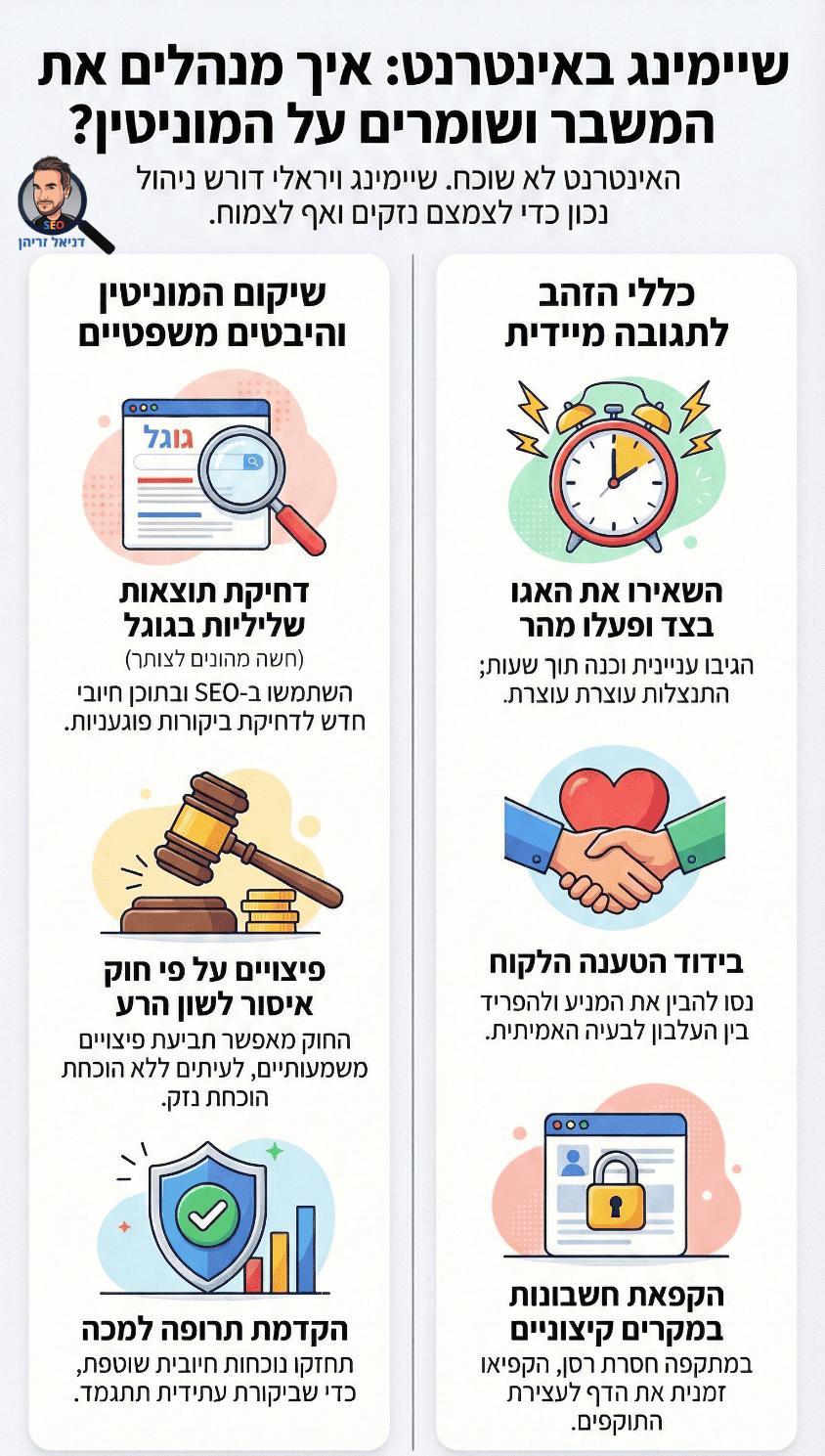 שיימינג באינטרנט - איך מתמודדים? אינפוגרפיקה מאת דניאל זריהן שיימינג באינטרנט - איך מתמודדים? אינפוגרפיקה מאת דניאל זריהן