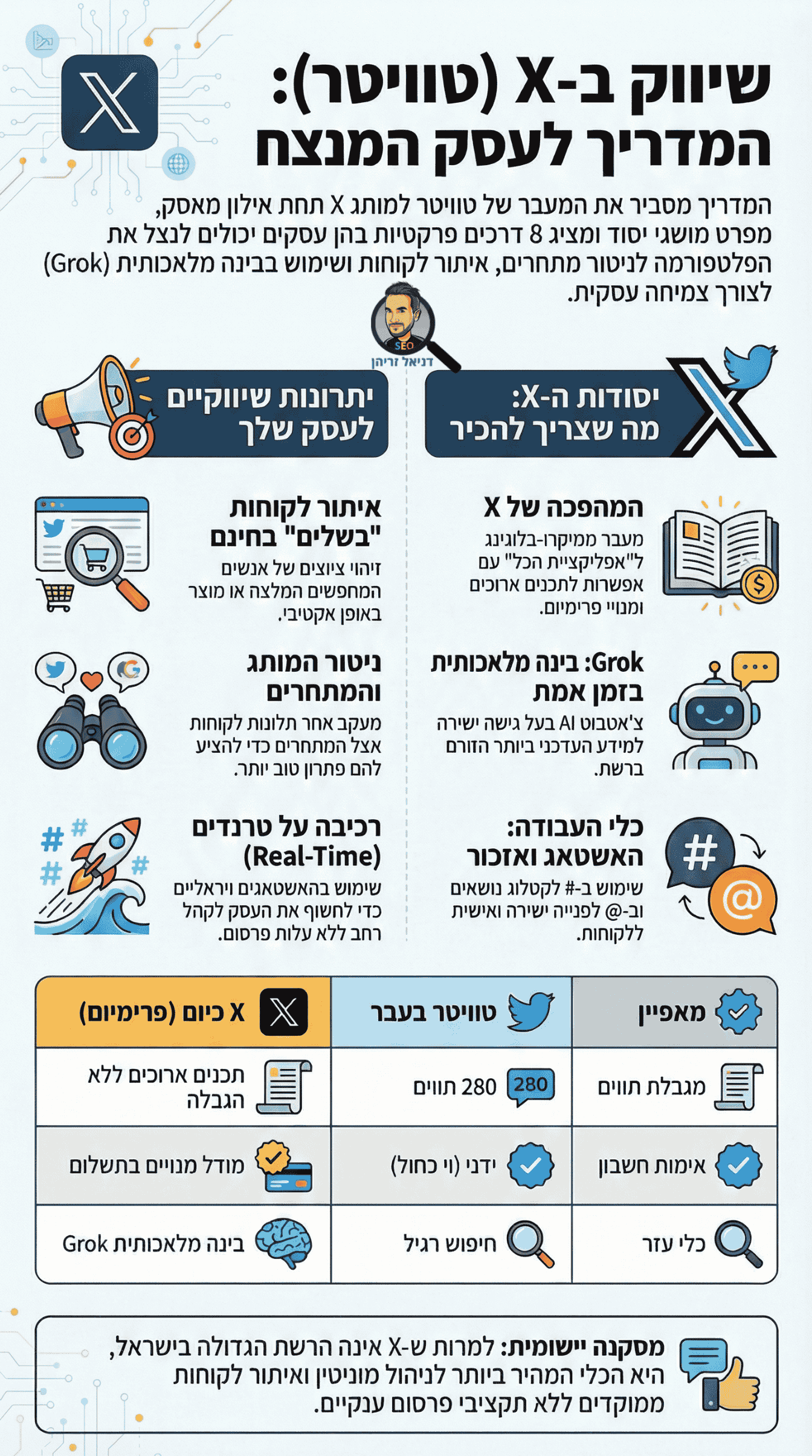 שיווק בטוויטר (X) - אינפוגרפיקה מאת דניאל זריהן שיווק בטוויטר (X) - אינפוגרפיקה מאת דניאל זריהן