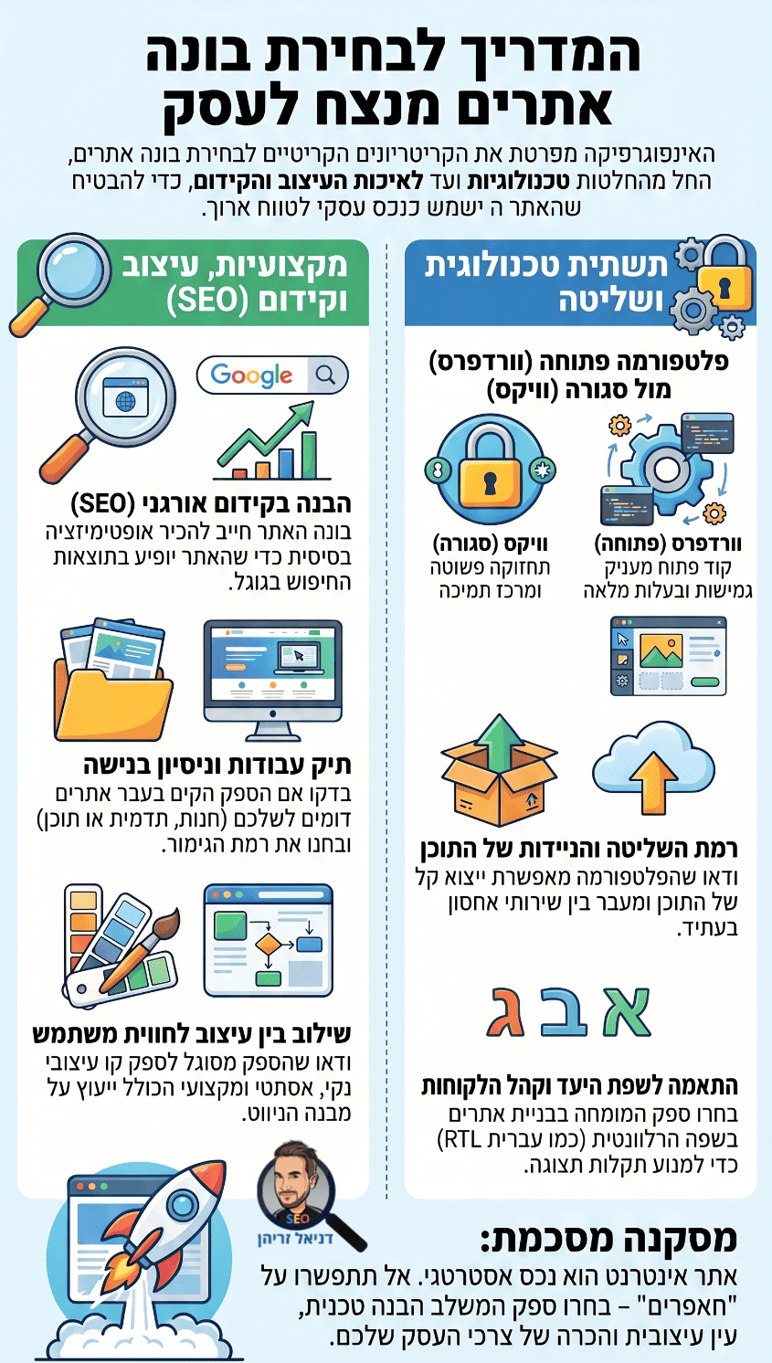 בחירה של בונה אתרים מומלץ - אינפוגרפיקה מאת דניאל זריהן בחירה של בונה אתרים מומלץ - אינפוגרפיקה מאת דניאל זריהן