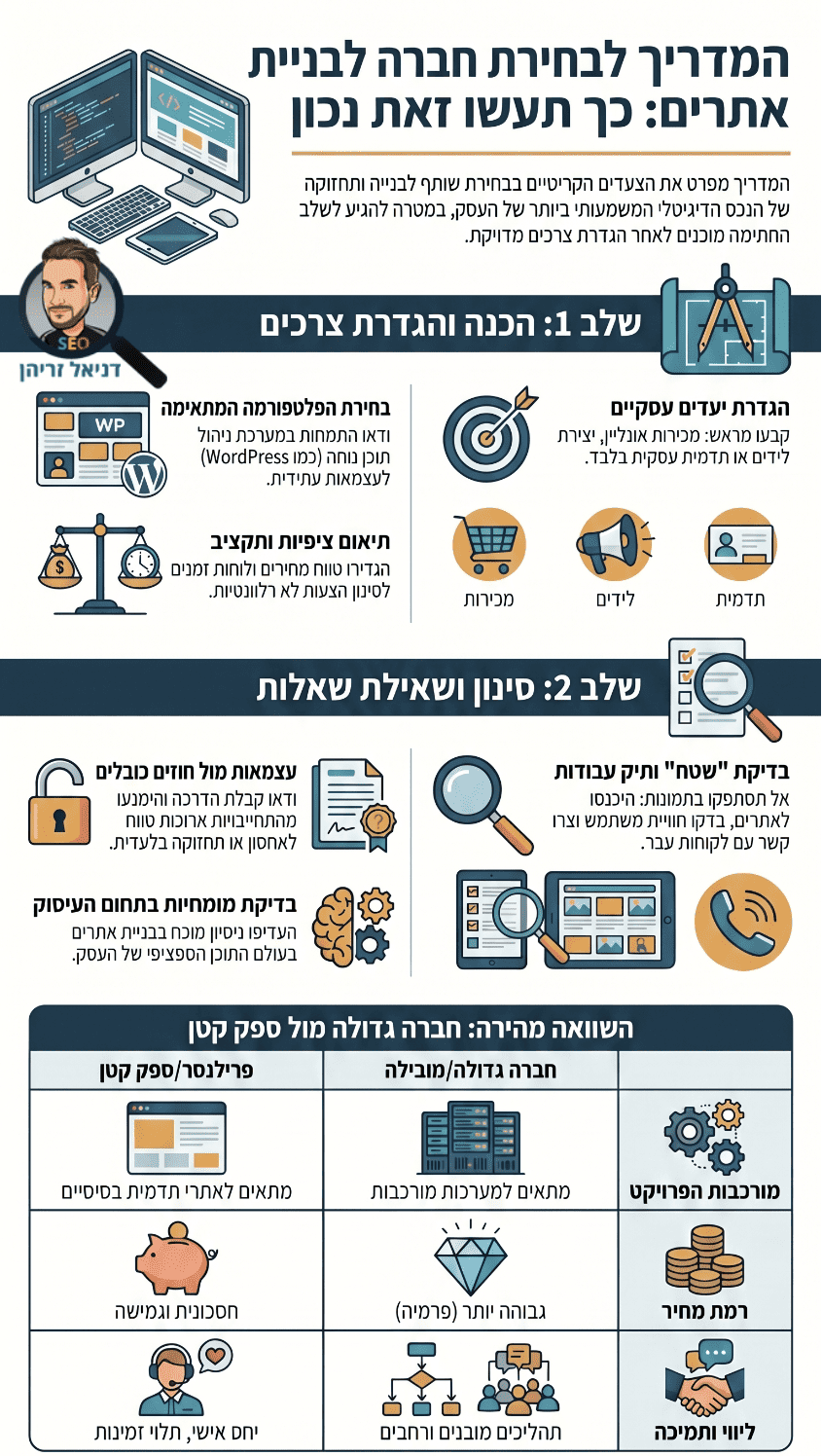 איך לבחור חברה לבניית אתרים? אינפוגרפיקה של דניאל זריהן איך לבחור חברה לבניית אתרים? אינפוגרפיקה של דניאל זריהן