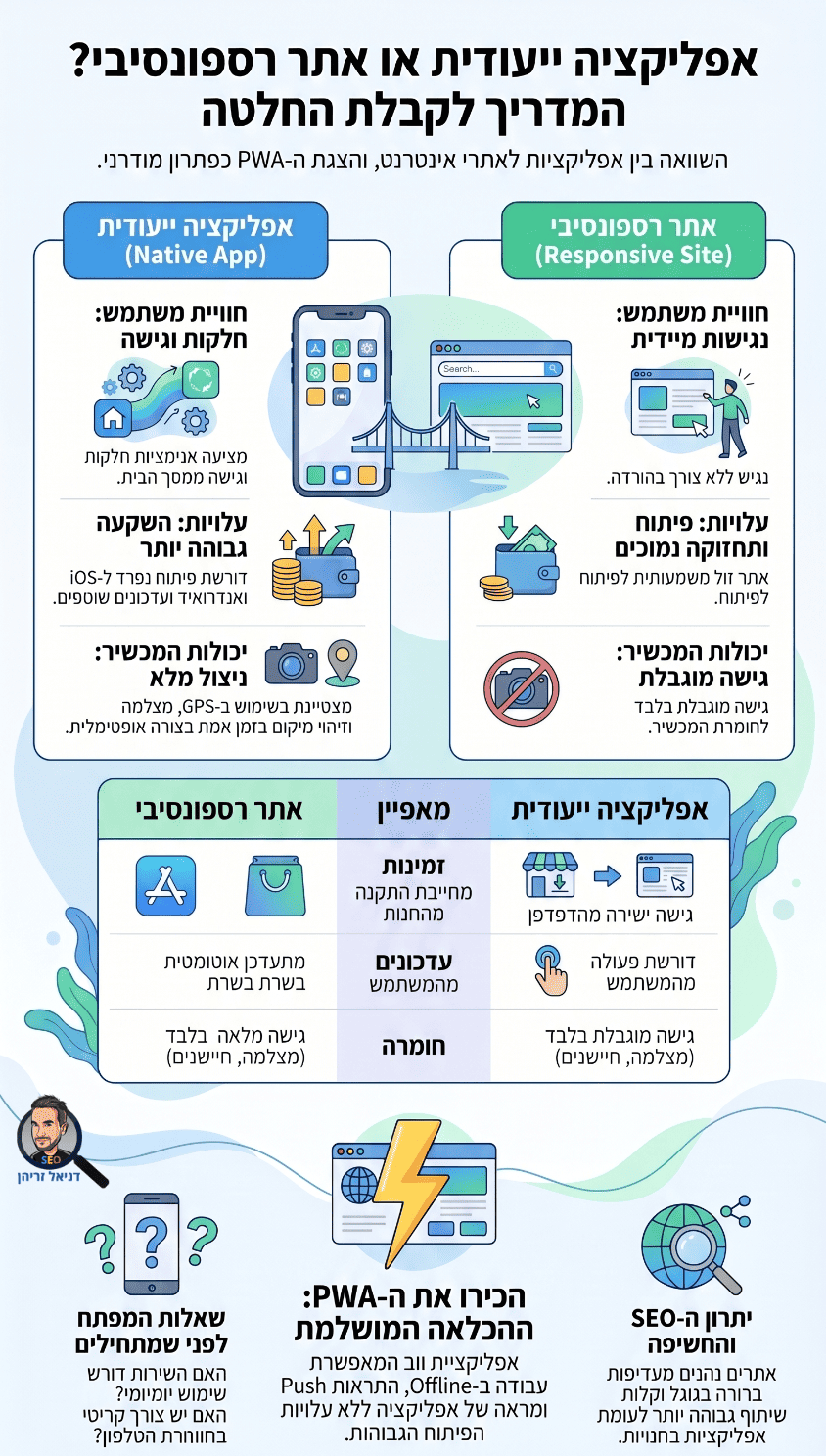 אתר, אפליקציה או שניהם? אינפוגרפיקה מאת דניאל זריהן אתר, אפליקציה או שניהם? אינפוגרפיקה מאת דניאל זריהן