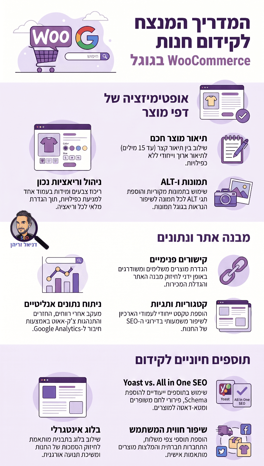 קידום חנות וירטואלית בוורדפרס עם ווקומרס (WooCommerce SEO) - אינפוגרפיקה מאת דניאל זריהן