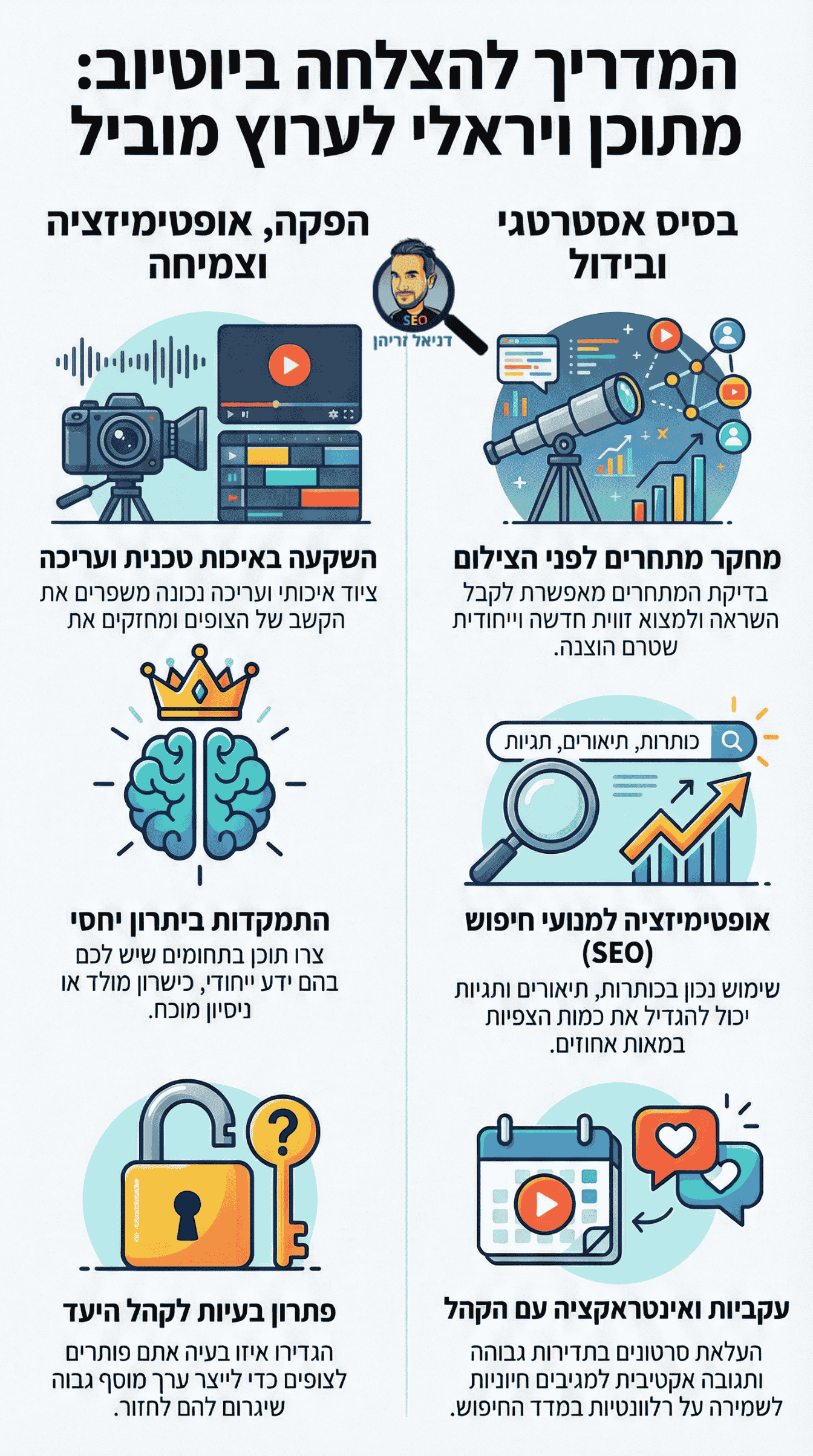איך להצליח ביוטיוב? אינפוגרפיקה מאת דניאל זריהן איך להצליח ביוטיוב? אינפוגרפיקה מאת דניאל זריהן