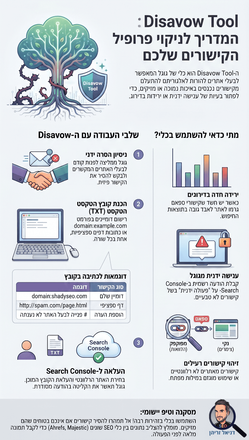 Disavow Tool: מה זה וכיצד משתמשים בו נכון - אינפוגרפיקה מאת דניאל זריהן