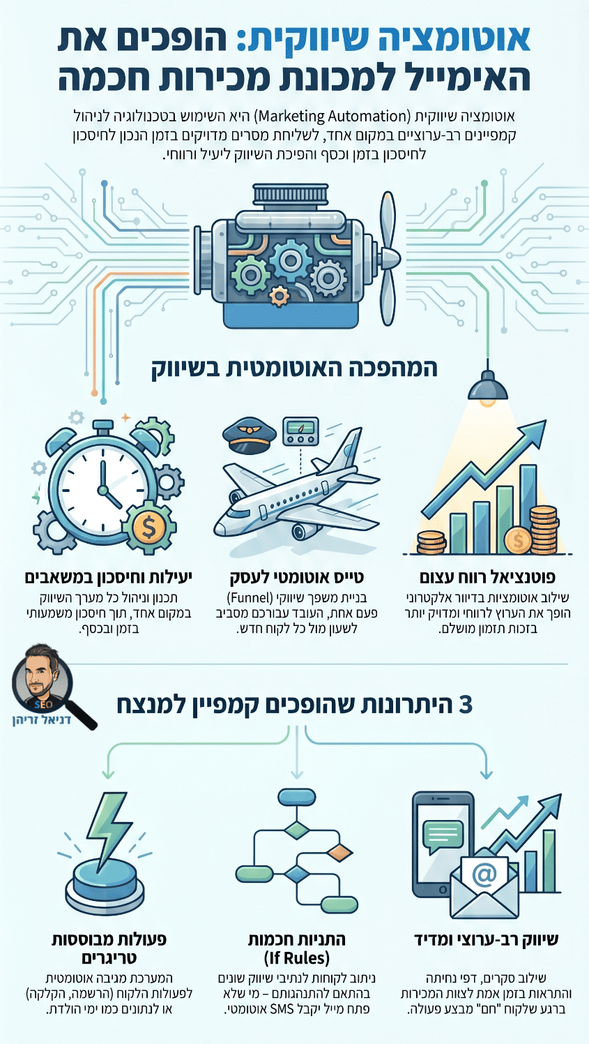 שיווק באימייל בעזרת אוטומציה - אינפוגרפיקה מאת דניאל זריהן שיווק באימייל בעזרת אוטומציה - אינפוגרפיקה מאת דניאל זריהן
