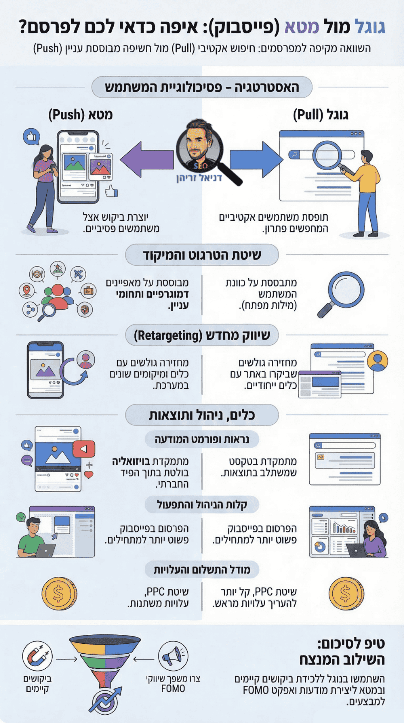 פרסום בגוגל או במטא (פייסבוק) - אינפוגרפיקה מאת דניאל זריהן פרסום בגוגל או במטא (פייסבוק) - אינפוגרפיקה מאת דניאל זריהן