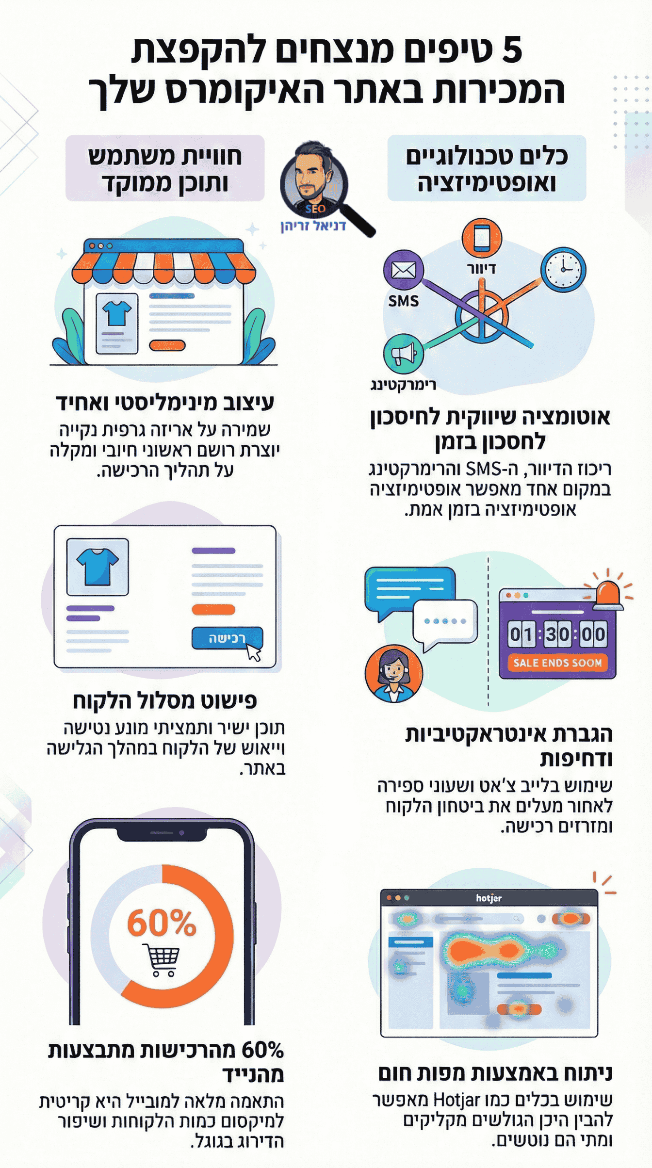 שיפור מכירות באתרי אינטרנט (דגש על אתרי מסחר) - אינפוגרפיקה מאת דניאל זריהן שיפור מכירות באתרי אינטרנט (דגש על אתרי מסחר) - אינפוגרפיקה מאת דניאל זריהן