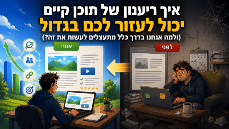 איך ריענון של תוכן קיים יכול לעזור לכם בגדול (ולמה אנחנו בדרך כלל מתעצלים לעשות את זה?) מדריך מאת דניאל זריהן