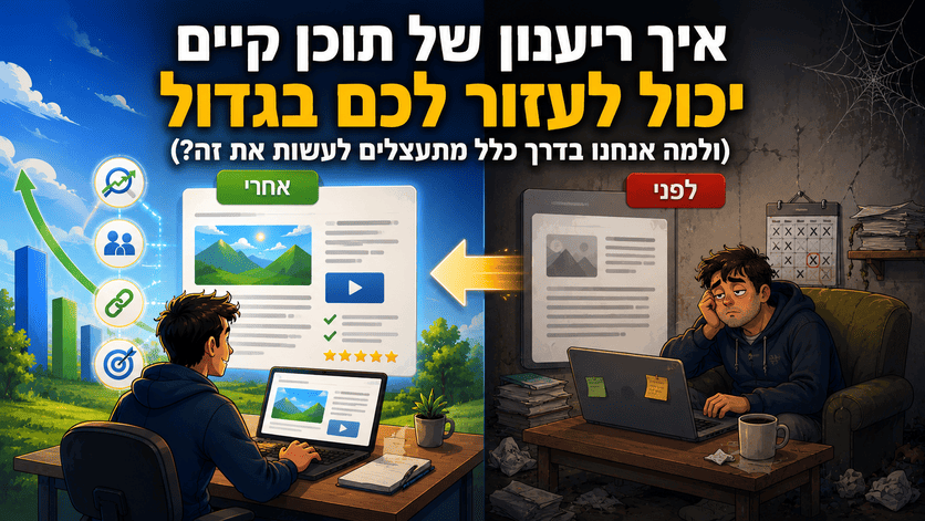 איך ריענון של תוכן קיים יכול לעזור לכם בגדול (ולמה אנחנו בדרך כלל מתעצלים לעשות את זה?) מדריך מאת דניאל זריהן