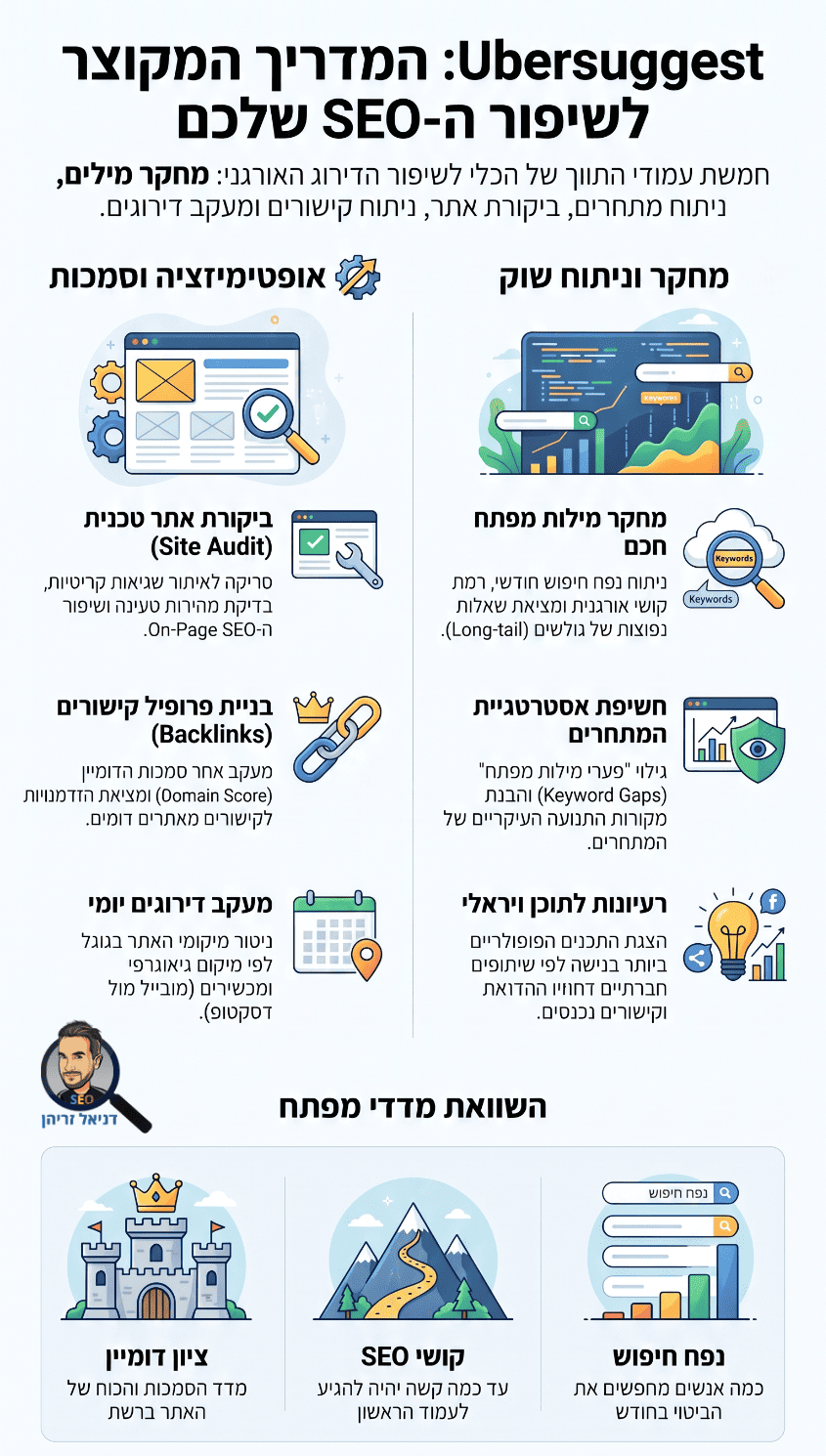 UberSuggest - סקירה ואינפוגרפיקה מאת דניאל זריהן UberSuggest - סקירה ואינפוגרפיקה מאת דניאל זריהן
