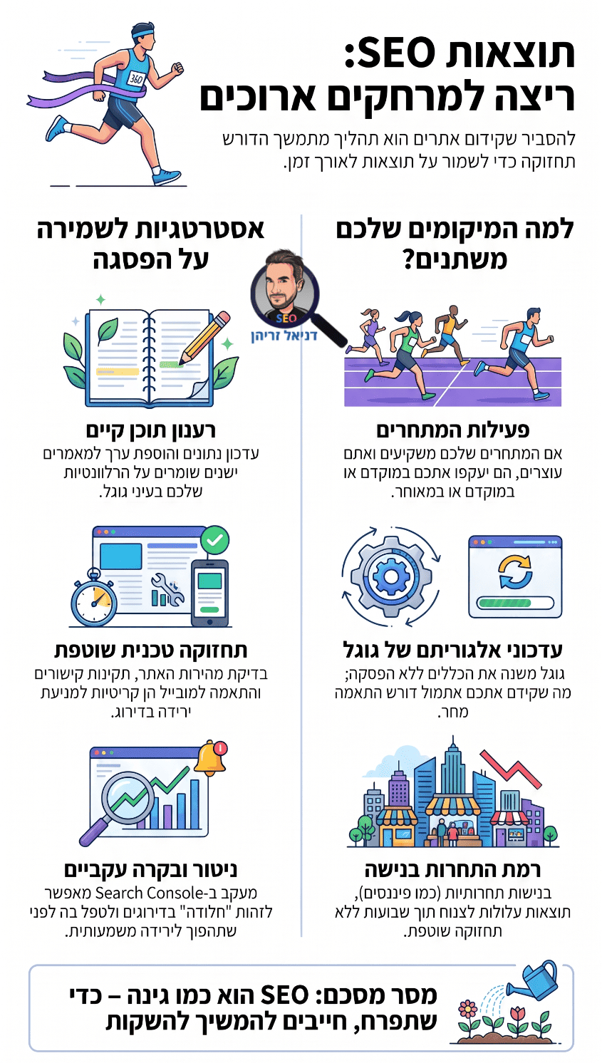 כמה זמן מחזיקות תוצאות של קידום אתרים טוב? אינפוגרפיקה מאת דניאל זריהן