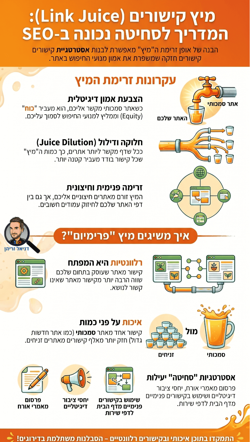 מה זה מיץ קישורים (Link Juice) ואיך זה עובד - אינפוגרפיקה מאת דניאל זריהן מה זה מיץ קישורים (Link Juice) ואיך זה עובד - אינפוגרפיקה מאת דניאל זריהן