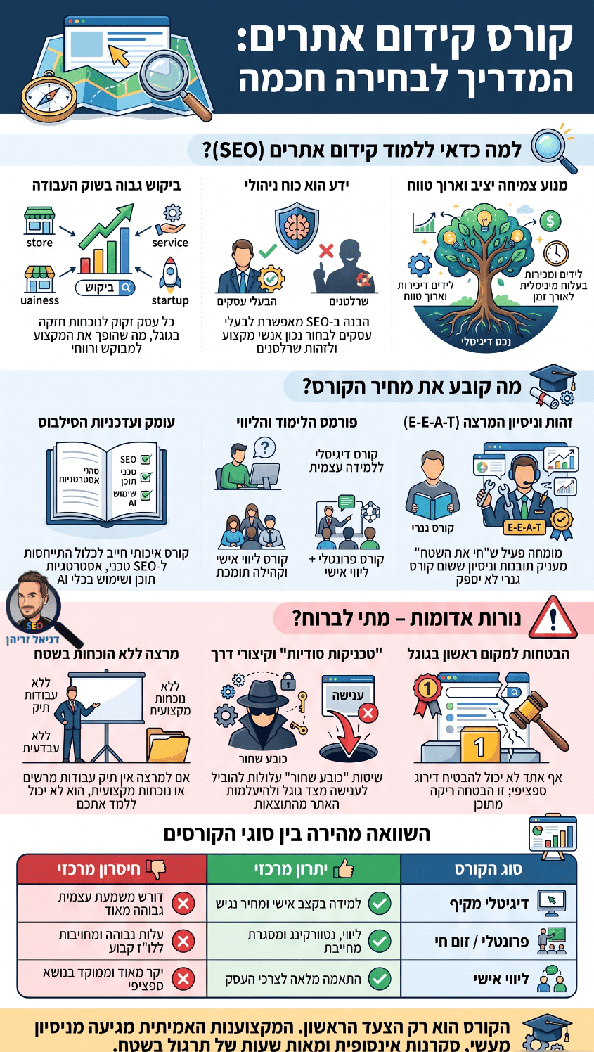 מחיר קורס קידום אתרים: כמה עולה הסיפור הזה (והאם תצאו עם מקצוע)? אינפוגרפיקה מאת דניאל זריהן מחיר קורס קידום אתרים: כמה עולה הסיפור הזה (והאם תצאו עם מקצוע)? אינפוגרפיקה מאת דניאל זריהן