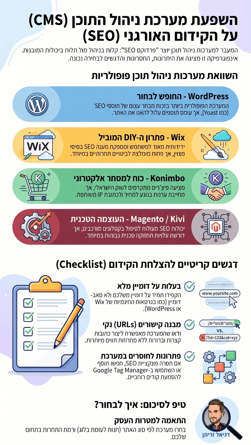 עד כמה למערכת ניהול התוכן יש השפעה על יכולת קידום האתר? אינפוגרפיקה מאת דניאל זריהן עד כמה למערכת ניהול התוכן יש השפעה על יכולת קידום האתר? אינפוגרפיקה מאת דניאל זריהן