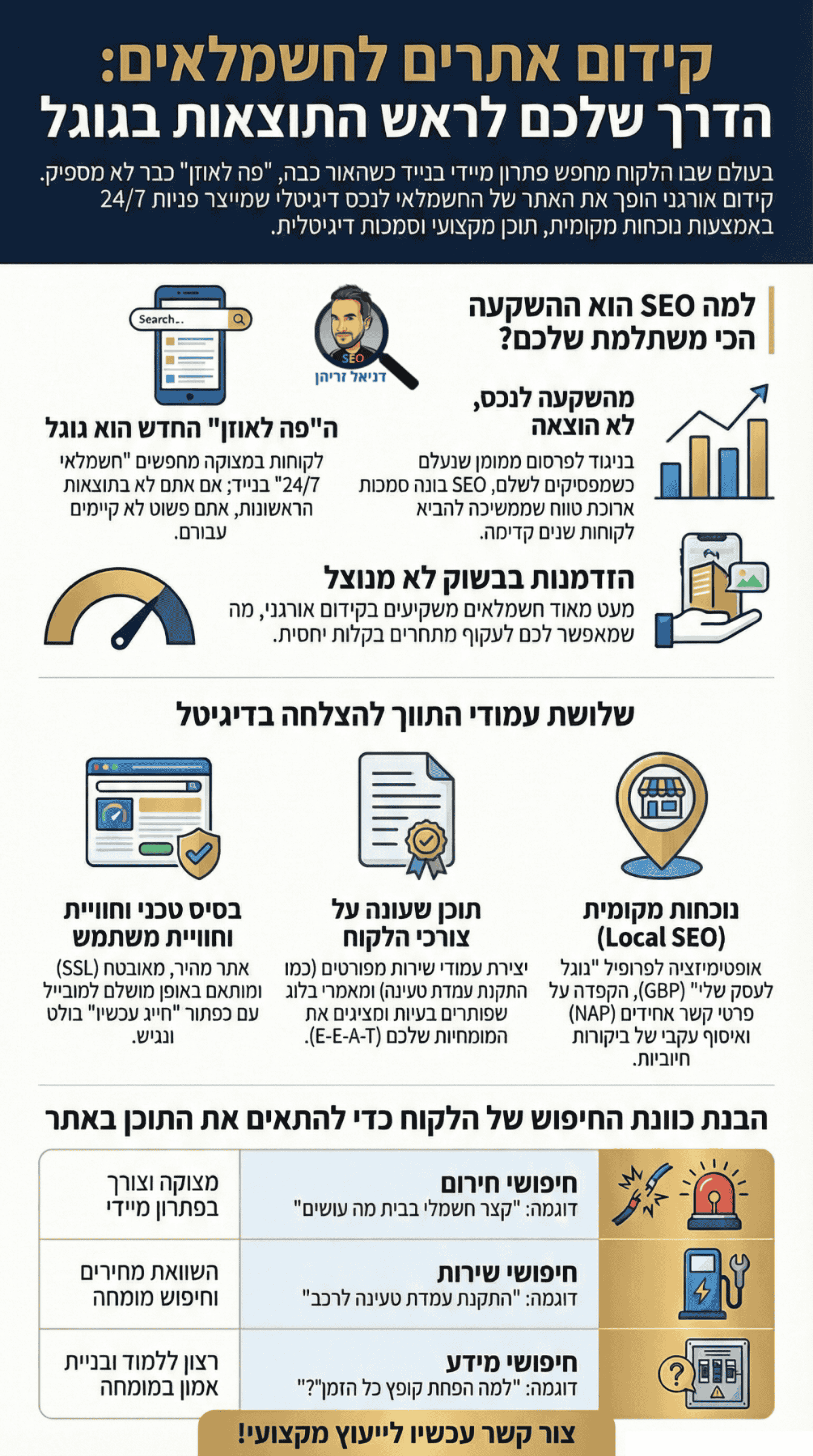 קידום אתרים לחשמלאים - מדריך ואינפוגרפיקה מאת דניאל זריהן קידום אתרים לחשמלאים - מדריך ואינפוגרפיקה מאת דניאל זריהן