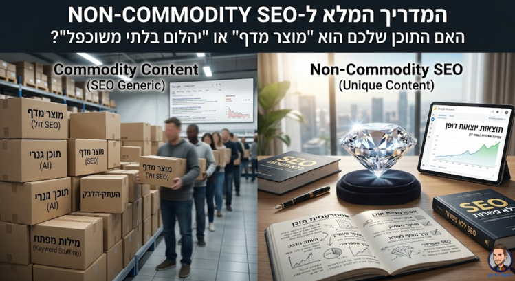 האם התוכן שלכם הוא "מוצר מדף" או "יהלום בלתי משוכפל"? המדריך המלא ל-Non-Commodity SEO - מדריך מאת דניאל זריהן
