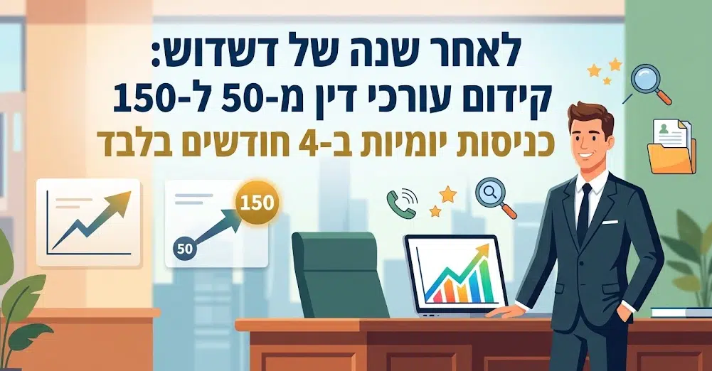 קייס סטאדי קידום אתר של עורך דין - מ50 ל150 כניסות יומיות ב-4 חודשים (דניאל זריהן) קייס סטאדי קידום אתר של עורך דין - מ50 ל150 כניסות יומיות ב-4 חודשים (דניאל זריהן)